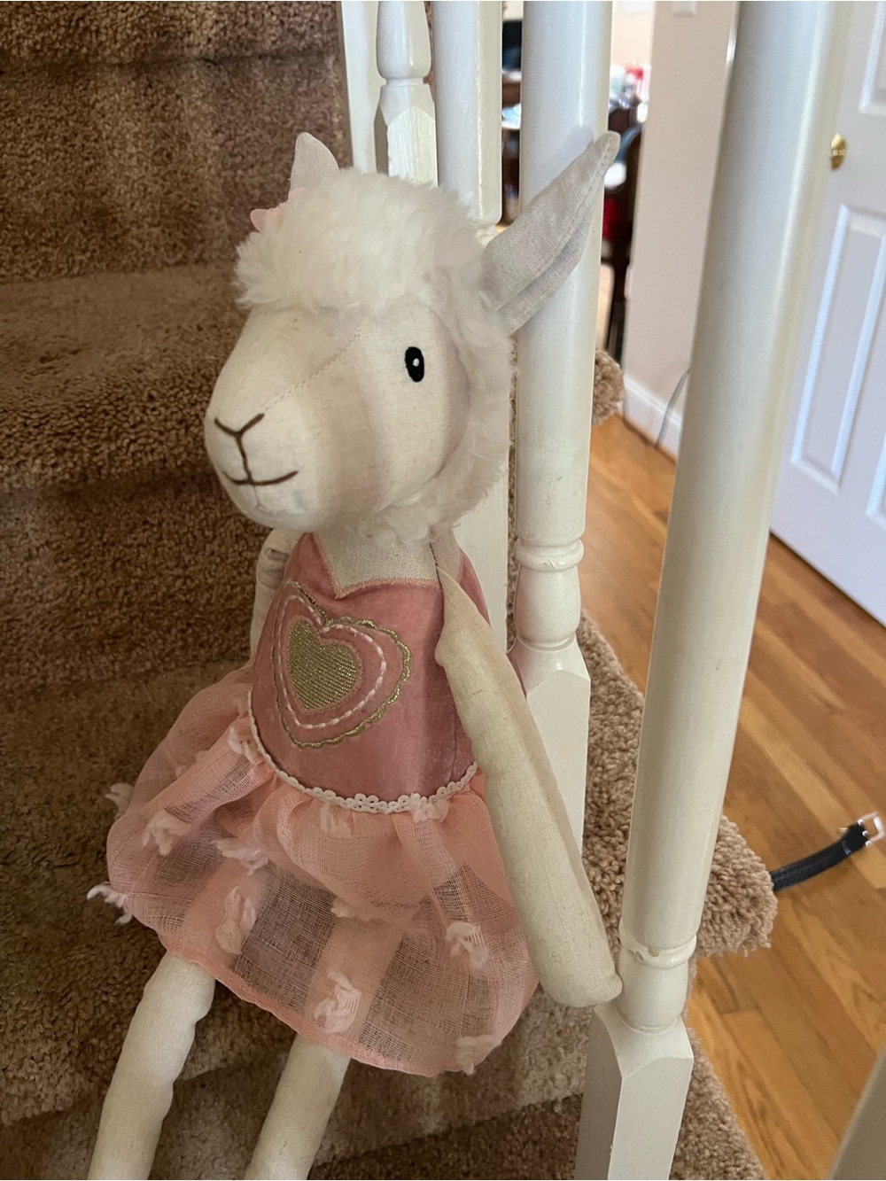 Plush Lamb Decorative Doll in Pink Dress - Brand: